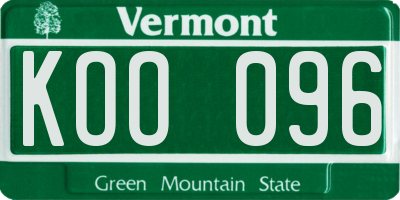 VT license plate KOO096