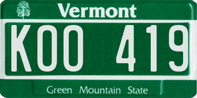 VT license plate KOO419