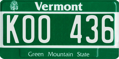 VT license plate KOO436