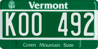 VT license plate KOO492