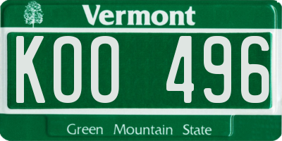 VT license plate KOO496