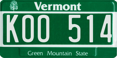 VT license plate KOO514