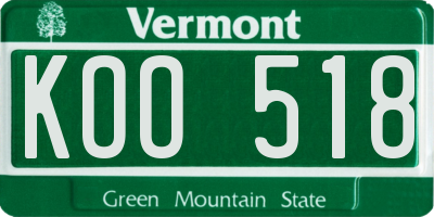 VT license plate KOO518