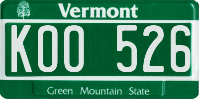 VT license plate KOO526