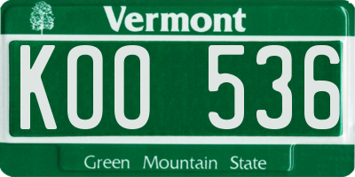 VT license plate KOO536