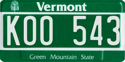 VT license plate KOO543