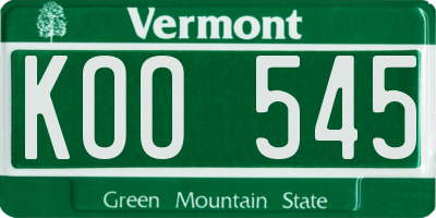 VT license plate KOO545