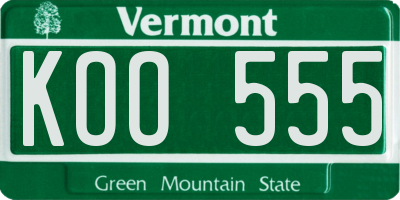 VT license plate KOO555