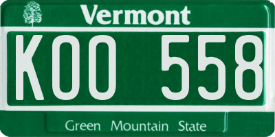 VT license plate KOO558