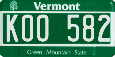 VT license plate KOO582