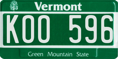 VT license plate KOO596
