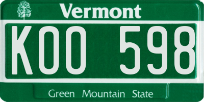 VT license plate KOO598