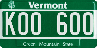 VT license plate KOO600