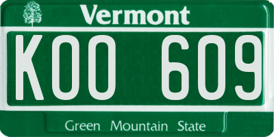 VT license plate KOO609