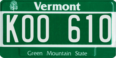 VT license plate KOO610