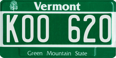 VT license plate KOO620