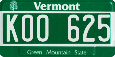 VT license plate KOO625