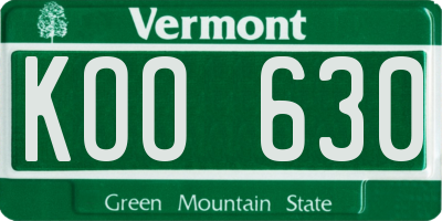 VT license plate KOO630
