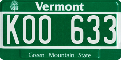 VT license plate KOO633