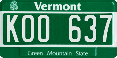 VT license plate KOO637