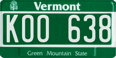 VT license plate KOO638