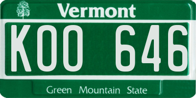 VT license plate KOO646