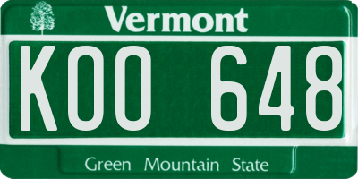 VT license plate KOO648