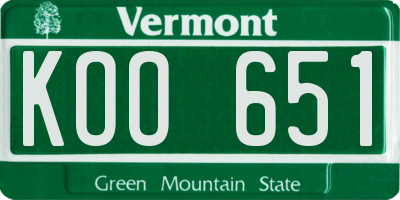 VT license plate KOO651