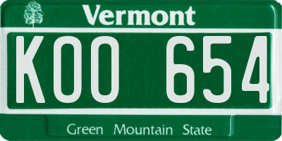 VT license plate KOO654