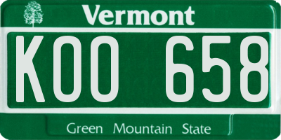 VT license plate KOO658