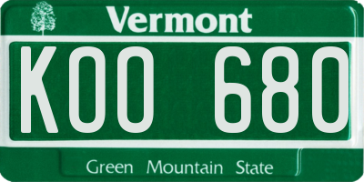 VT license plate KOO680