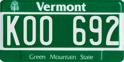 VT license plate KOO692