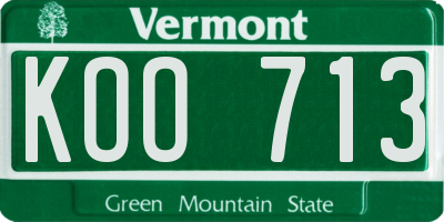 VT license plate KOO713