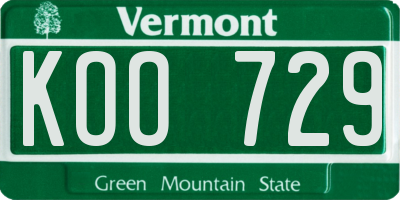 VT license plate KOO729