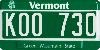 VT license plate KOO730