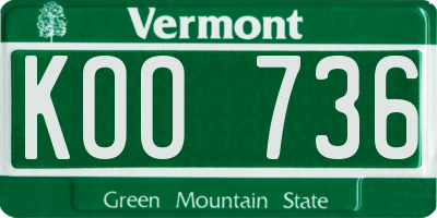 VT license plate KOO736
