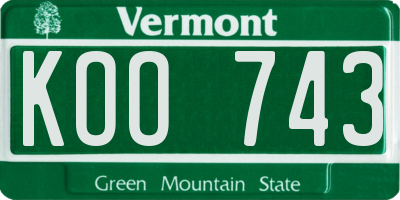VT license plate KOO743