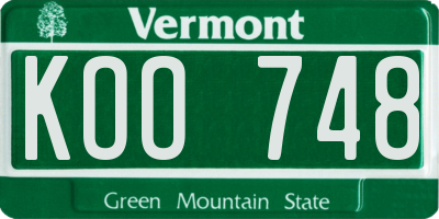 VT license plate KOO748