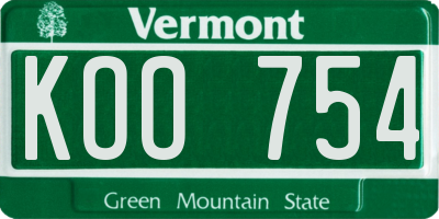 VT license plate KOO754