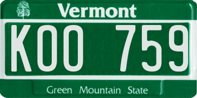VT license plate KOO759