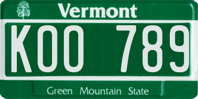 VT license plate KOO789