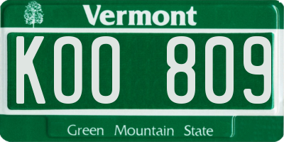 VT license plate KOO809