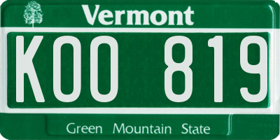 VT license plate KOO819