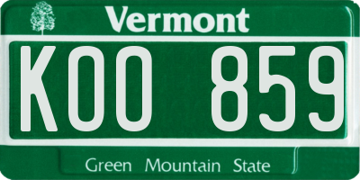 VT license plate KOO859