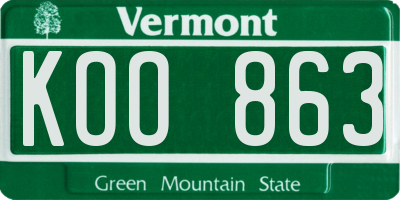 VT license plate KOO863