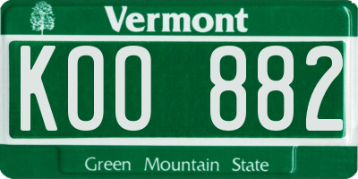 VT license plate KOO882