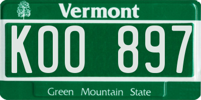 VT license plate KOO897