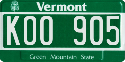 VT license plate KOO905