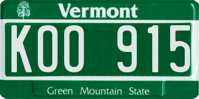 VT license plate KOO915