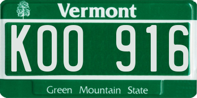 VT license plate KOO916